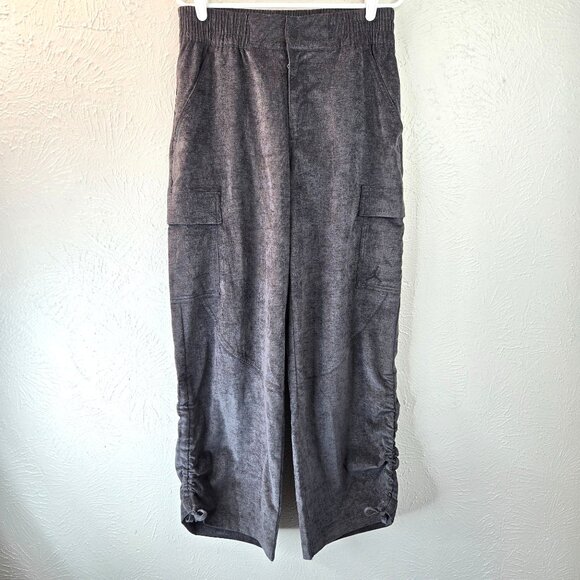 Nike Air Jordan Wide Leg Pants M High Waisted Dark Gray Velour Loose Baggy Cargo - Picture 1 of 15